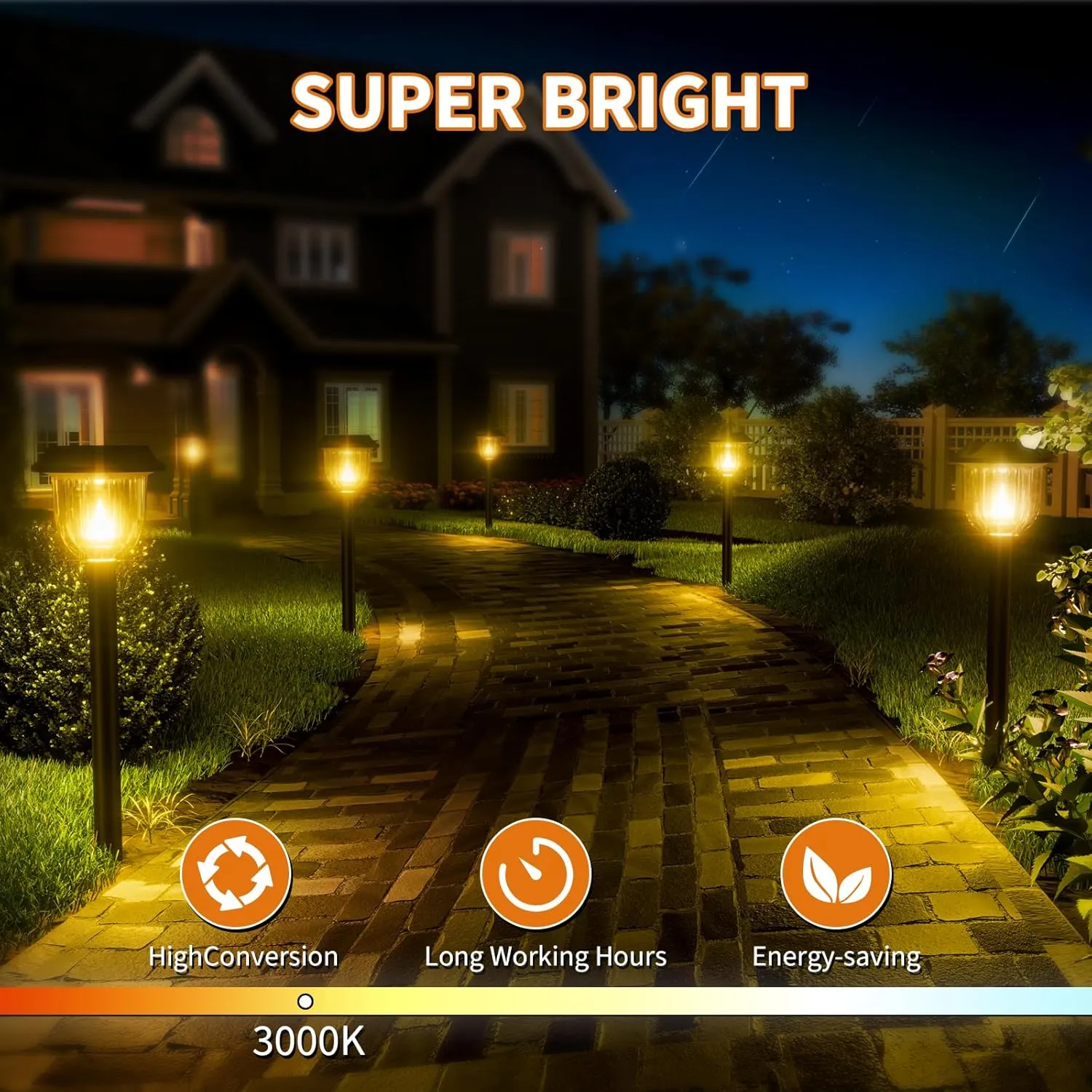 AOSEA HIGH-Power LED Solar Lights for Outside,Super Bright 6 Pack Solar Lights Outdoor IP65 Waterproof,Landscape Lighting,Garden Decorative for Yard,Patio,Walkway,Sidewalk,Driveway,Lawn (Warm)
