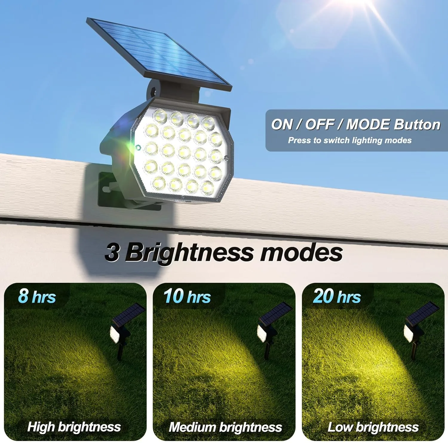 APONUO Solar Spot Lights Outdoor Waterproof 4 Pack IP67,23 LED 3 Lighting Modes Solar Landscape Lights Outdoor for Yard Garden Pathway(Warm White), TBD60