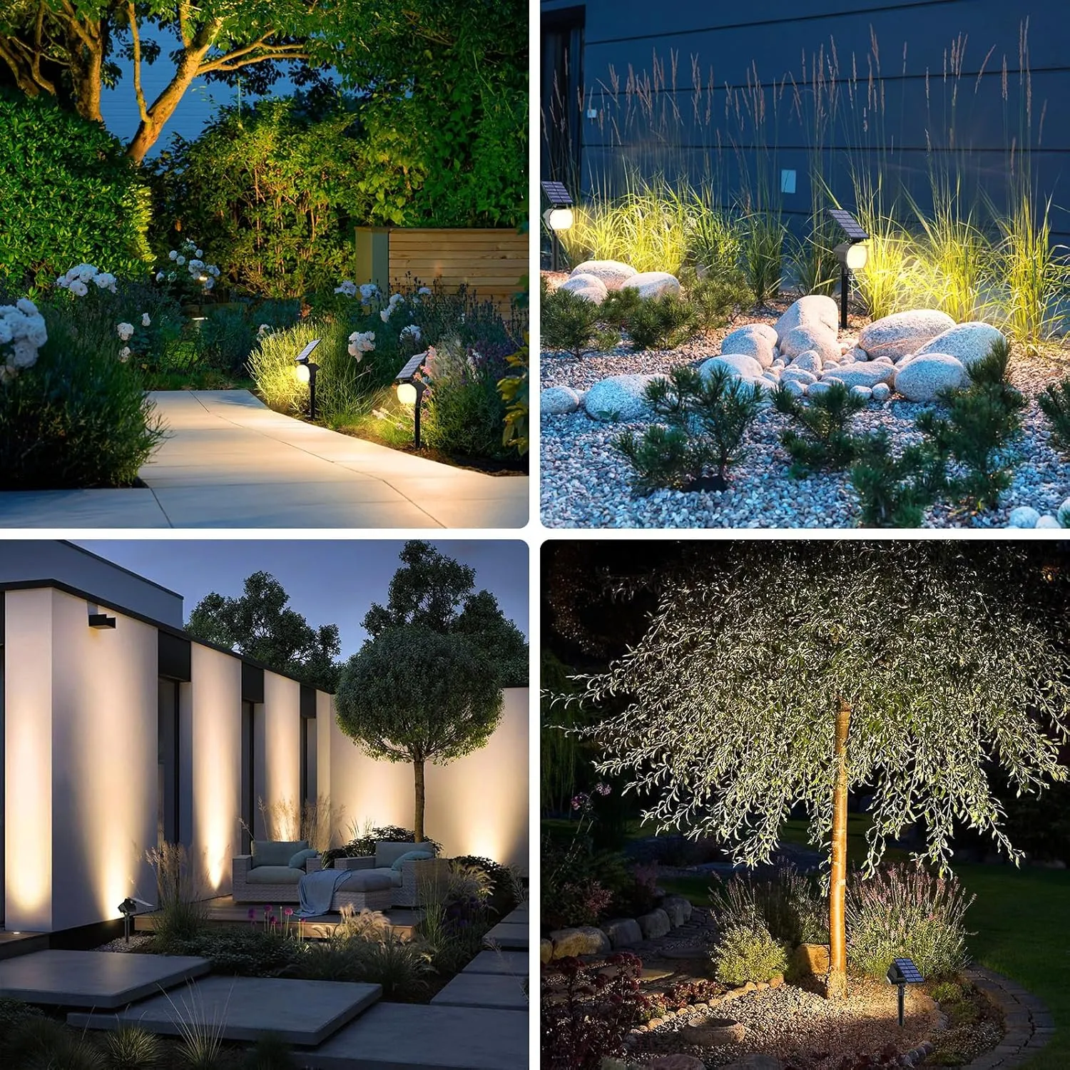APONUO Solar Spot Lights Outdoor Waterproof 4 Pack IP67,23 LED 3 Lighting Modes Solar Landscape Lights Outdoor for Yard Garden Pathway(Warm White), TBD60