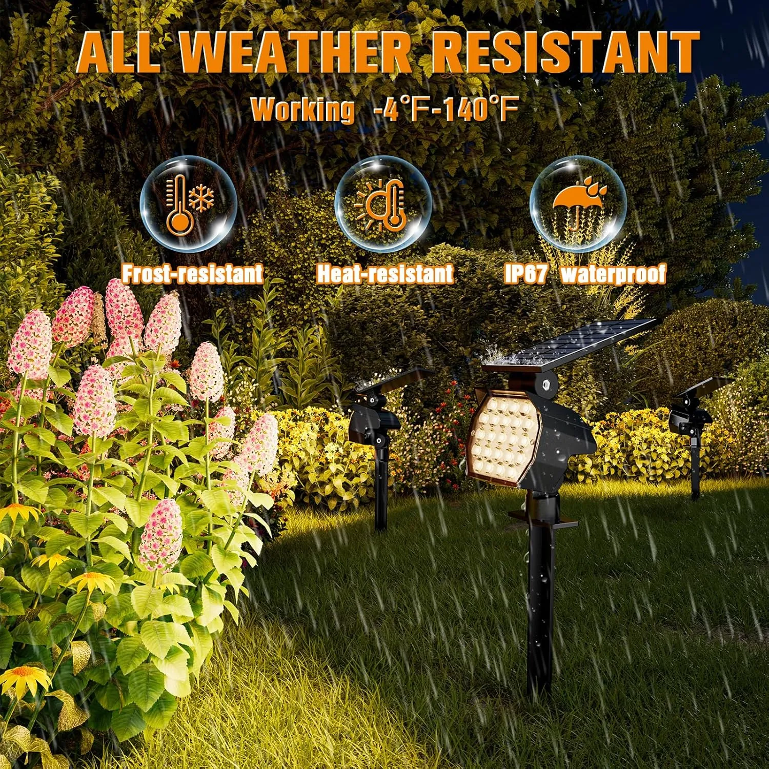 APONUO Solar Spot Lights Outdoor Waterproof 4 Pack IP67,23 LED 3 Lighting Modes Solar Landscape Lights Outdoor for Yard Garden Pathway(Warm White), TBD60
