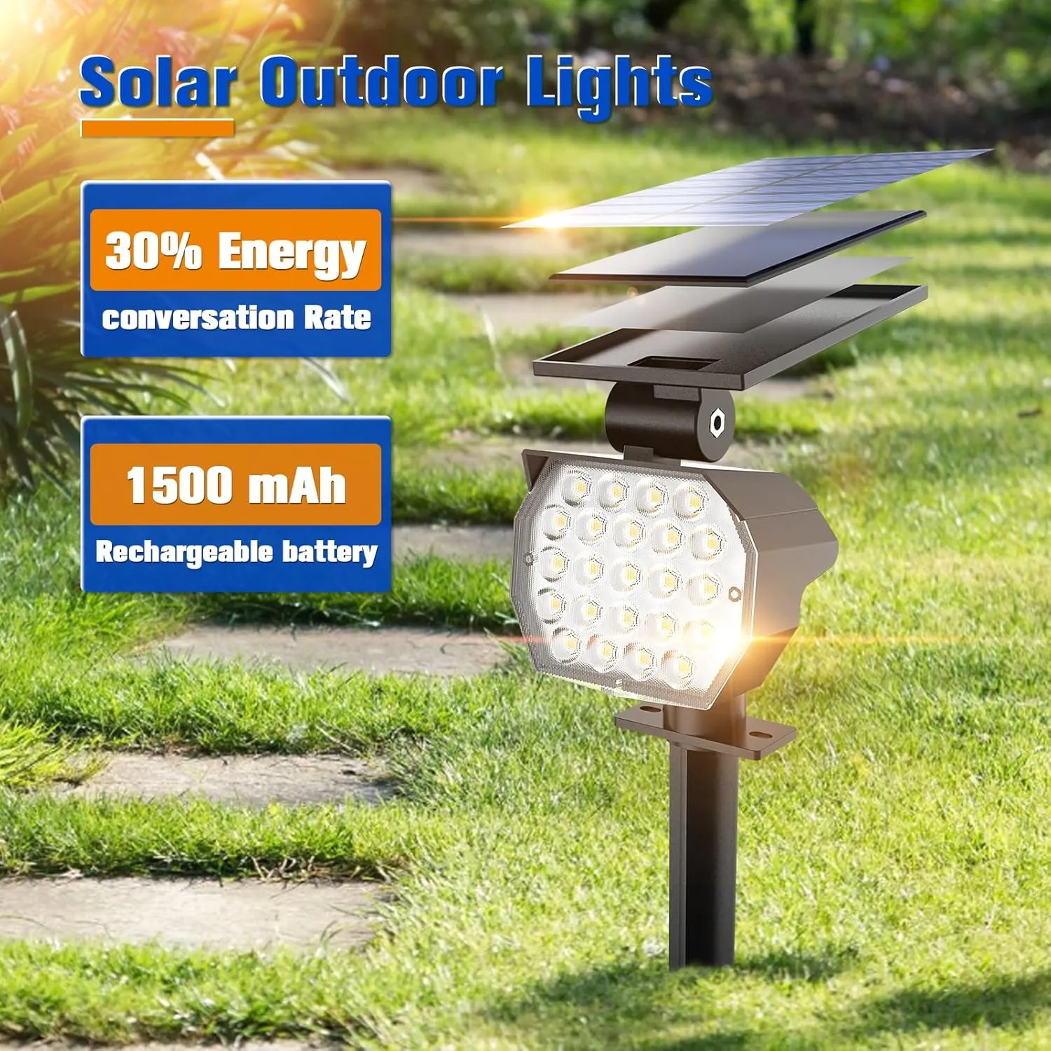 APONUO Solar Spot Lights Outdoor Waterproof 4 Pack IP67,23 LED 3 Lighting Modes Solar Landscape Lights Outdoor for Yard Garden Pathway(Warm White), TBD60