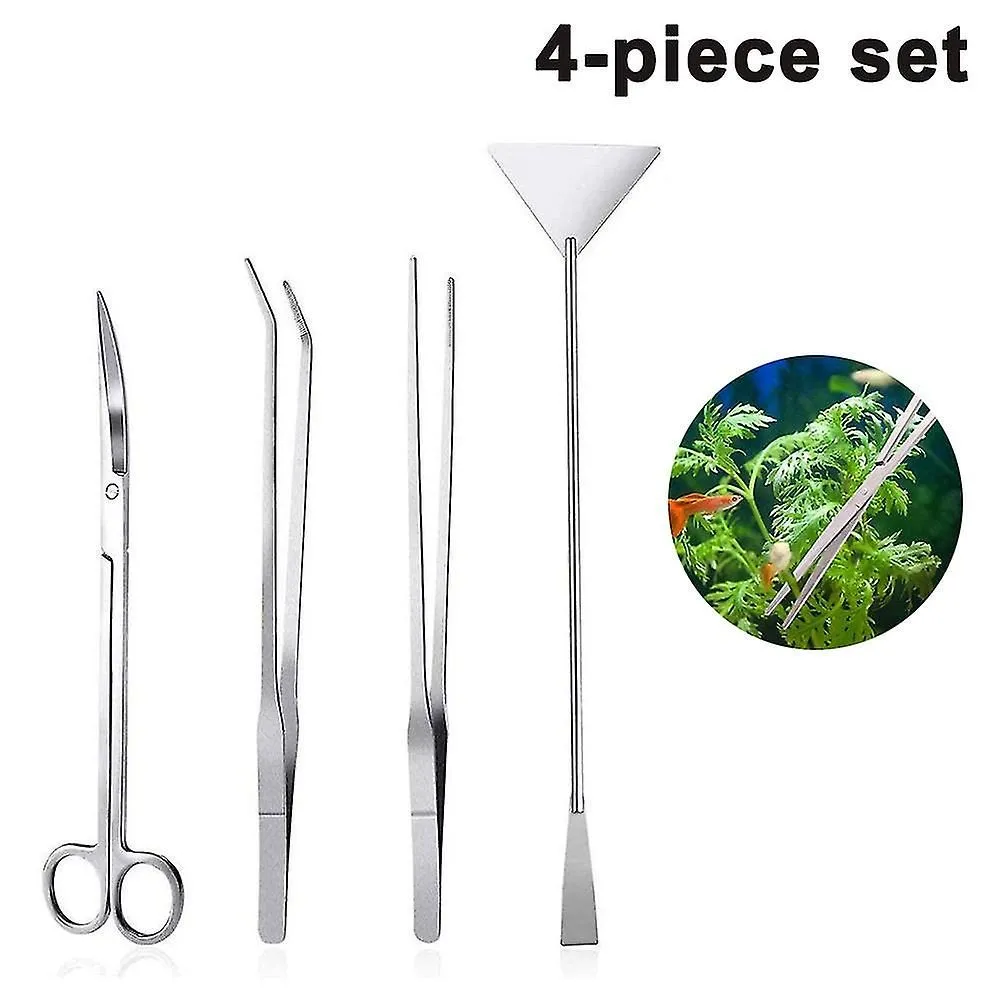 Aquatic Plant Tweezers Scissor Spatula Tool Aquarium Scrapers 4 In 1 Stainless