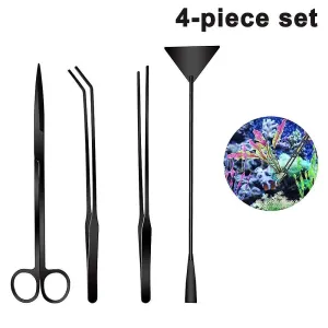 Aquatic Plant Tweezers Scissor Spatula Tool Aquarium Scrapers 4 In 1 Stainless