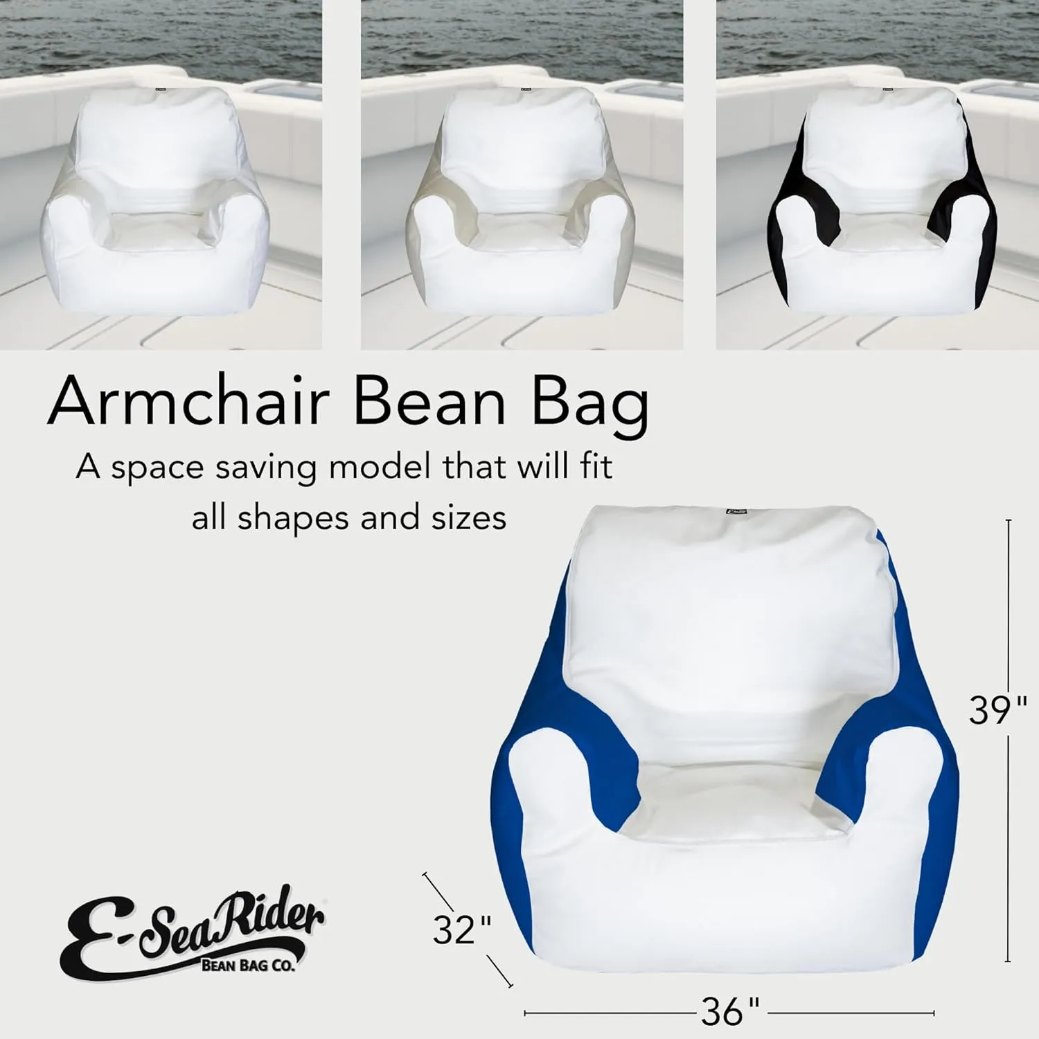 Armchair Marine Beanbag, Medium, Multi (White/Beige)