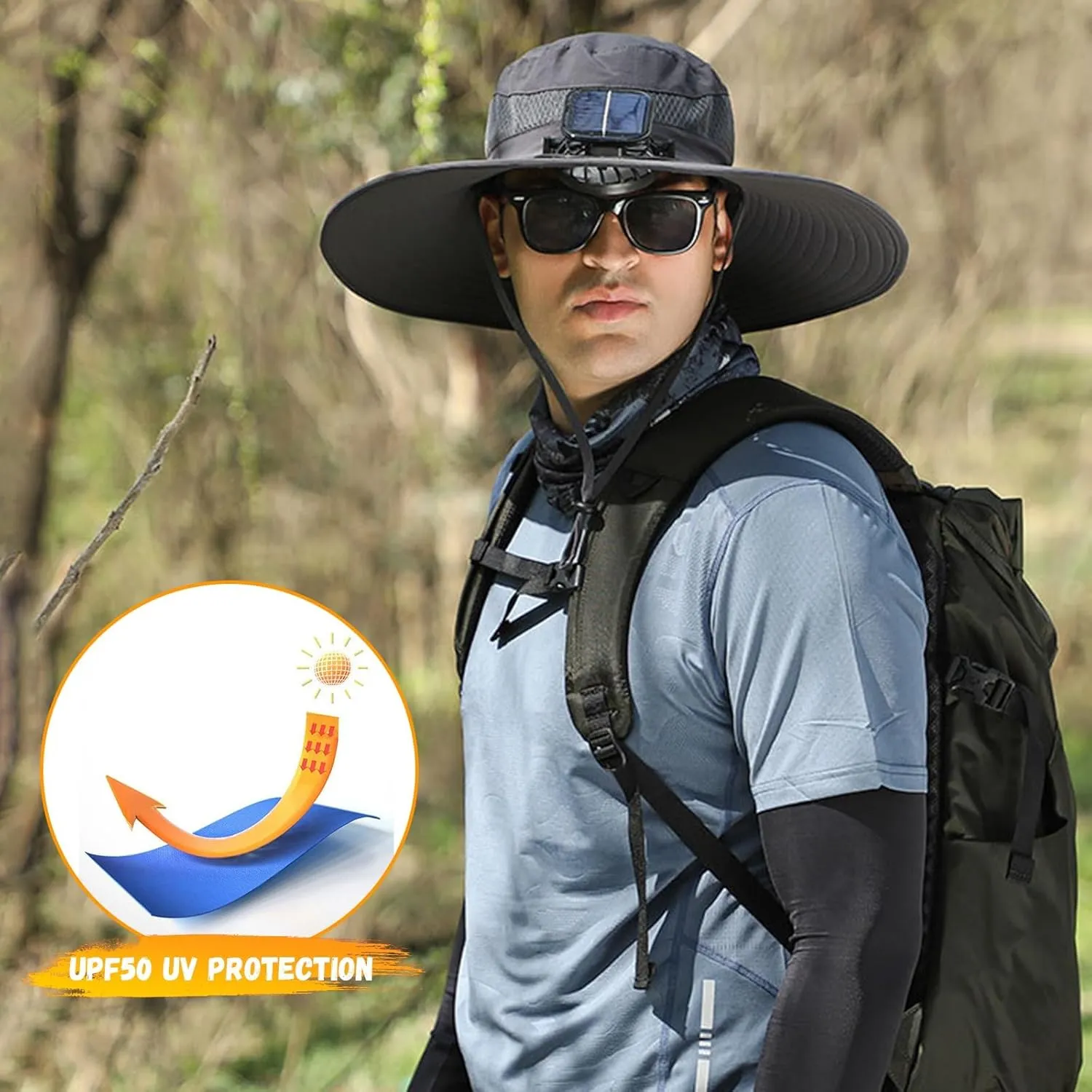 Audientce Outdoor Solar Fan Sun Hat, 2025 New Ultralight Solar Fan Sun Hat, for Fishing, Beach, Garden, Farmer