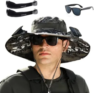 Audientce Outdoor Solar Fan Sun Hat, 2025 New Ultralight Solar Fan Sun Hat, for Fishing, Beach, Garden, Farmer