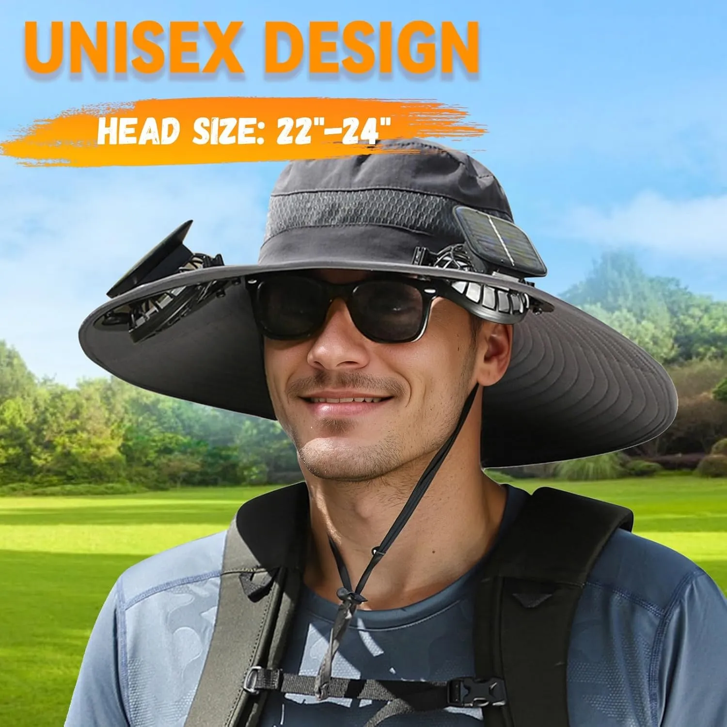 Audientce Outdoor Solar Fan Sun Hat, 2025 New Ultralight Solar Fan Sun Hat, for Fishing, Beach, Garden, Farmer