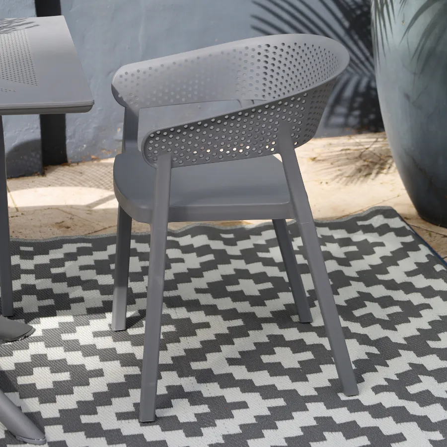 Aztec Grey & White Rectangular Diamond Pattern Foldable Waterproof XL Caravan Mat - 270x360 CM