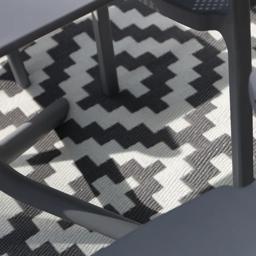 Aztec Grey & White Rectangular Diamond Pattern Foldable Waterproof XL Caravan Mat - 270x360 CM