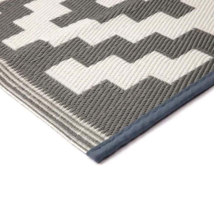 Aztec Grey & White Rectangular Diamond Pattern Foldable Waterproof XL Caravan Mat - 270x360 CM