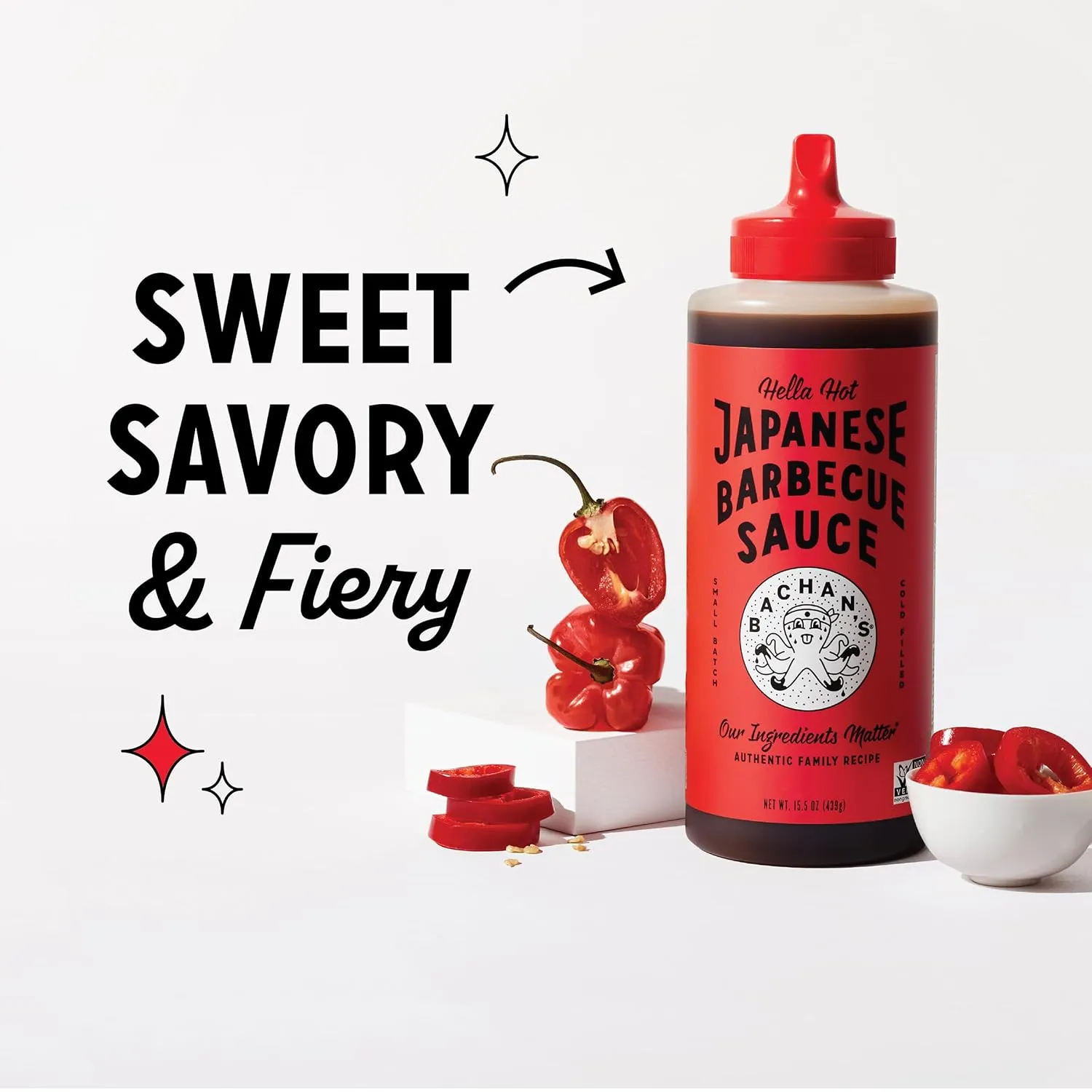 Bachan's Japanese Barbecue Sauce 2 Pack - 1 Hot & Spicy, 1 Hella Hot - BBQ Sauce for Wings, Chicken, Beef, Pork, Seafood, Noodles, and More. Non GMO, No Preservatives, BPA free