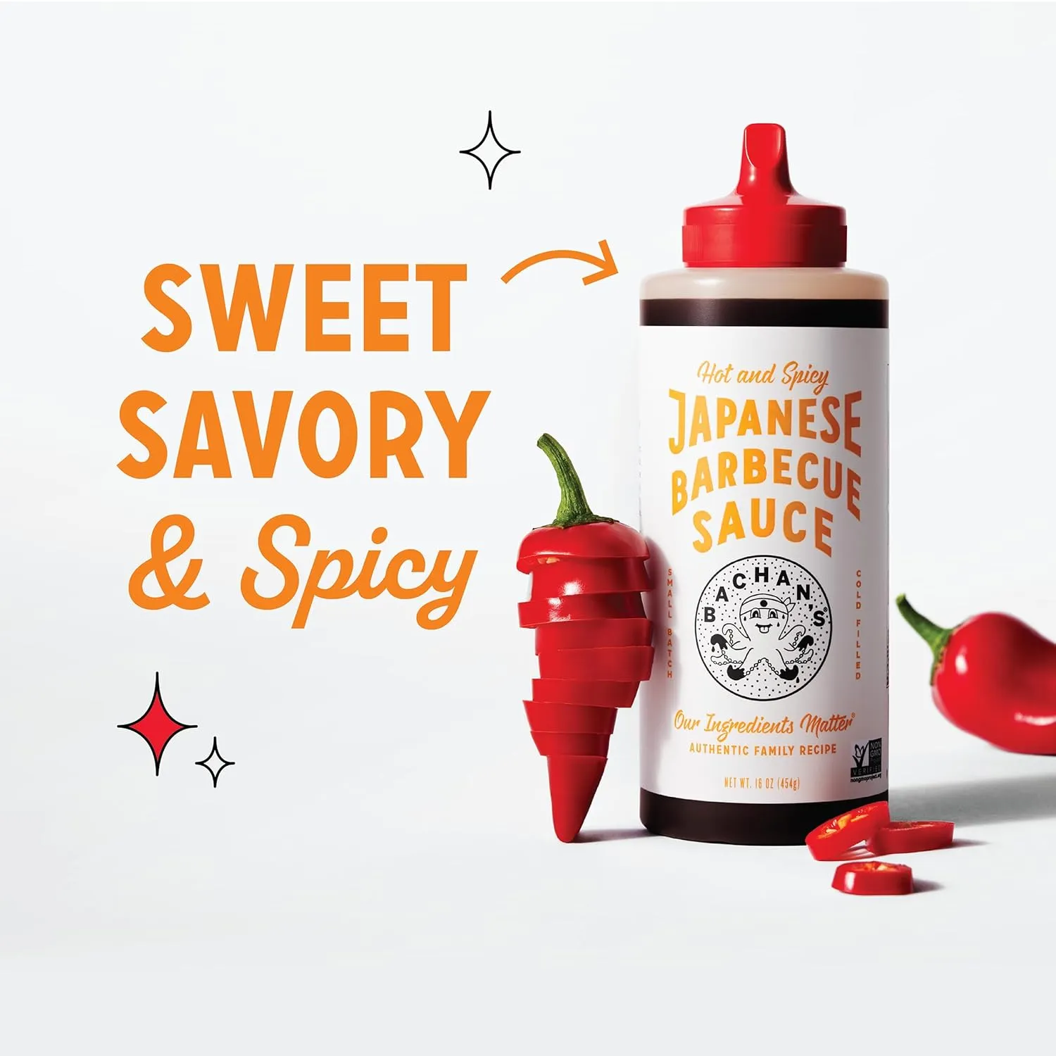 Bachan's Japanese Barbecue Sauce 2 Pack - 1 Hot & Spicy, 1 Hella Hot - BBQ Sauce for Wings, Chicken, Beef, Pork, Seafood, Noodles, and More. Non GMO, No Preservatives, BPA free