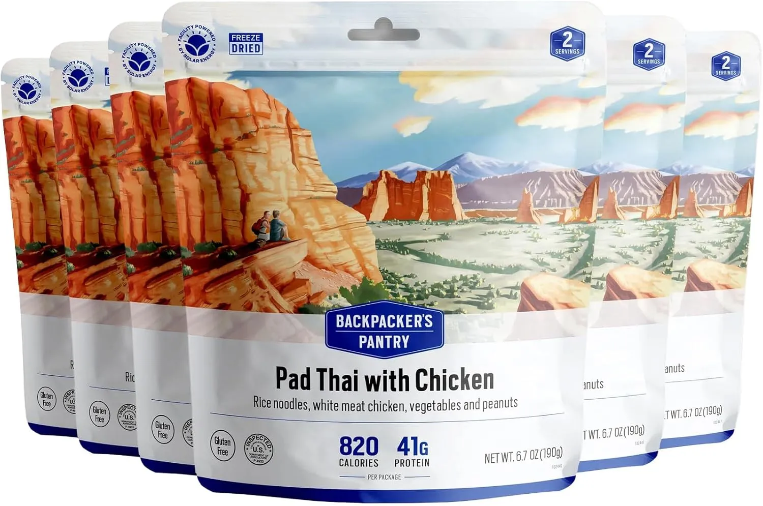 Backpacker's Pantry Pad Thai with Chicken | Freeze Dried Backpacking & Camping Food | Emergency Food | 44 Grams of Protein, Gluten-Free | 6 Count