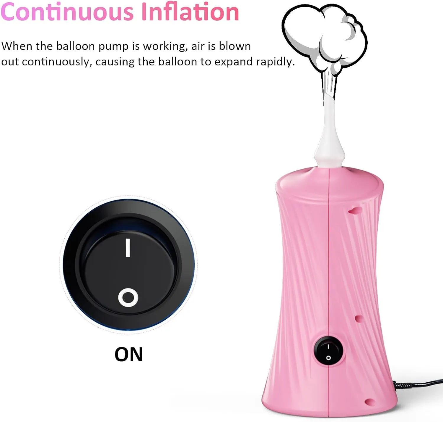 Balloon Pump Electric, Air Balloon Pump Portable Long Animal Blower Machine Blue/Orange/Pink/Purple 110-120V 30W Balloon Electric Pump Inflator Electric Balloon Pump for Party/Wedding/Birthday Decor