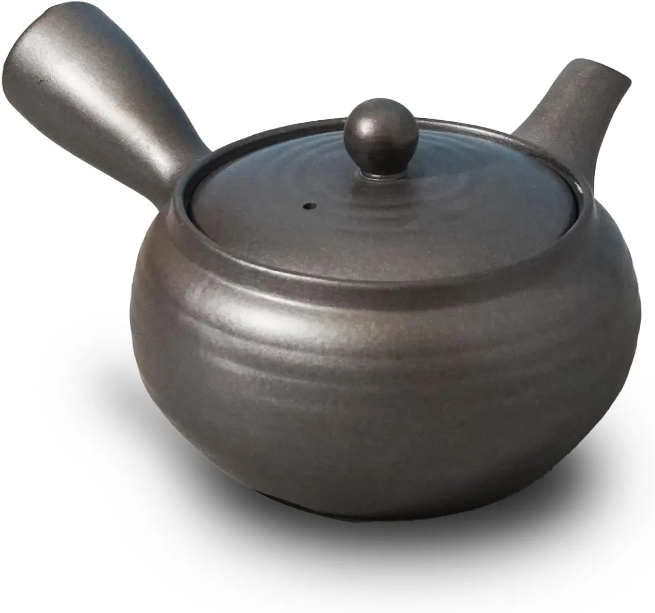 Banko-Yaki Japanese Tea Pot – Traditional Japanese Tea Kettle with Stainless Steel Bottom Strainer – Heat Resistant and Durable Ceramic Teapot for Deep Steamed Tea (Lava Gray)