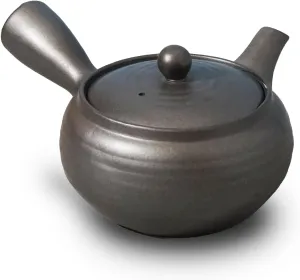 Banko-Yaki Japanese Tea Pot – Traditional Japanese Tea Kettle with Stainless Steel Bottom Strainer – Heat Resistant and Durable Ceramic Teapot for Deep Steamed Tea (Lava Gray)