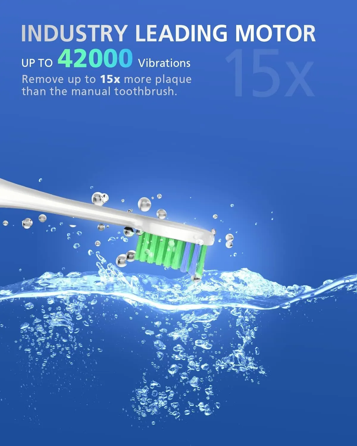BAOVERI Electric Toothbrush with 8 Brush Heads for Adults&Kids, Ultrasonic Electric Toothbrushes, 5 Modes & 3 Intensity Levels, 2 Minutes Smart Timer, 4 Hours Fast Charge for 60 Days