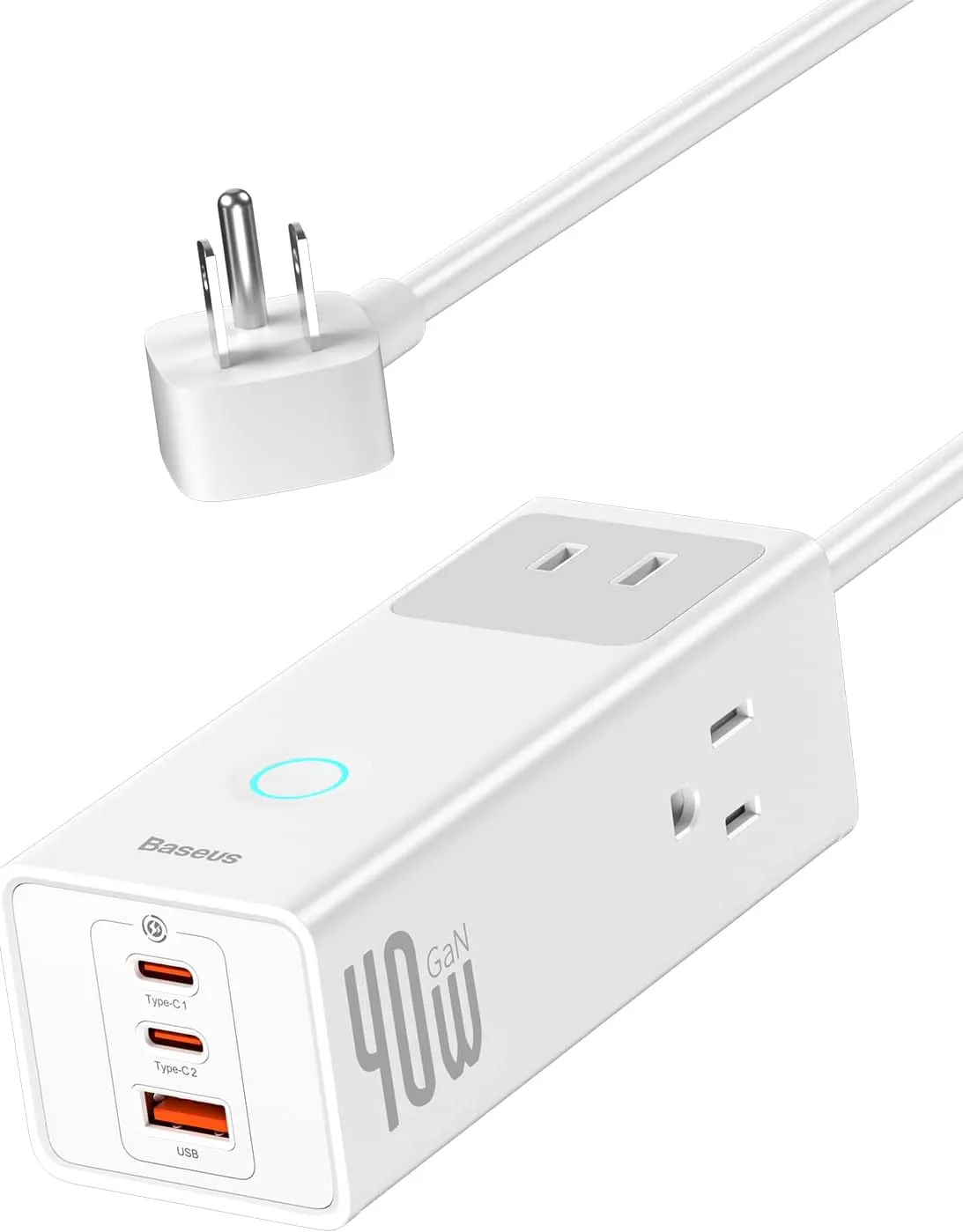 Baseus Power Strip Surge Protector 1200J - PD40W USB C Charger Extension Cord with 3 AC Outlets & 3 USB Port Fast Charging Charging Station for Office Dorm Room Home