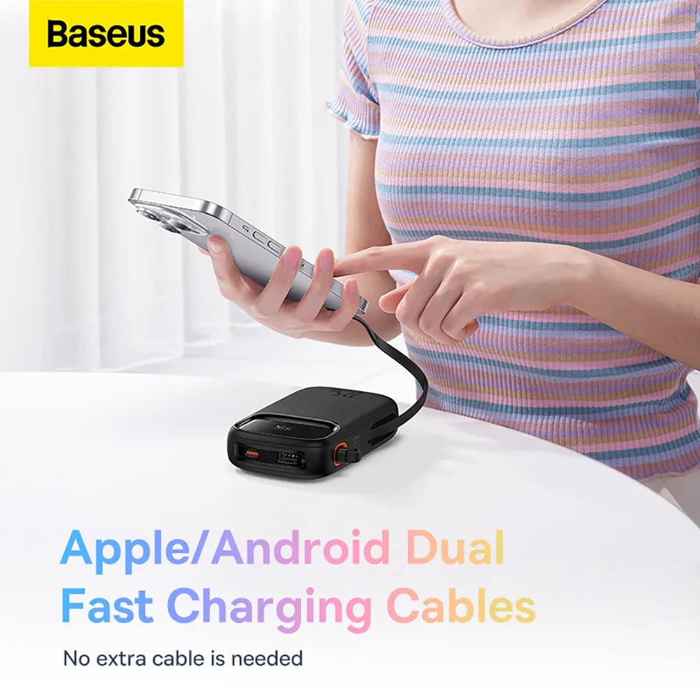Baseus Qpow2 Dual-Cable Digital Display Fast Charge Power Bank 10000mAh 22.5W - Starry Black