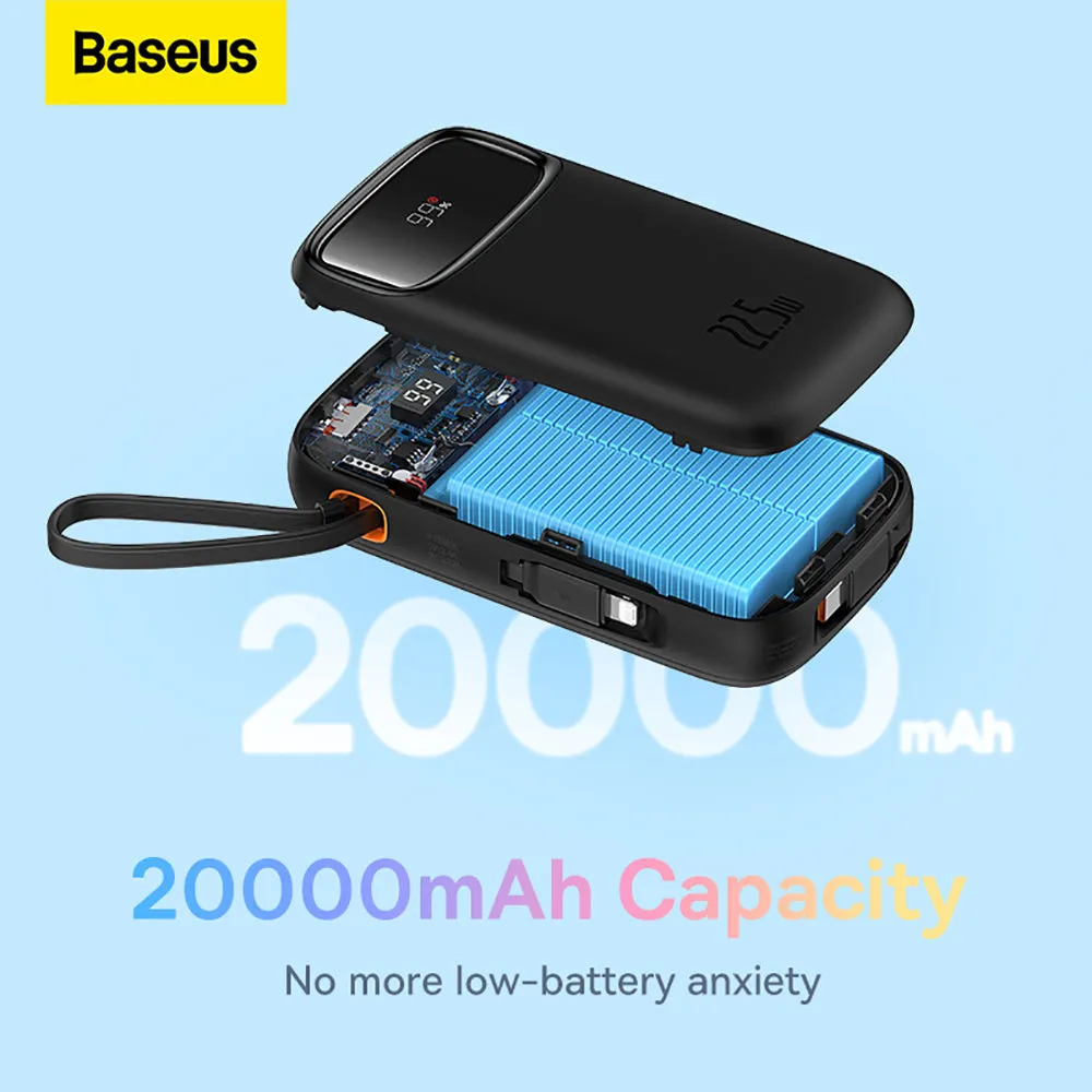 Baseus Qpow2 Dual-Cable Digital Display Fast Charge Power Bank 10000mAh 22.5W - Starry Black
