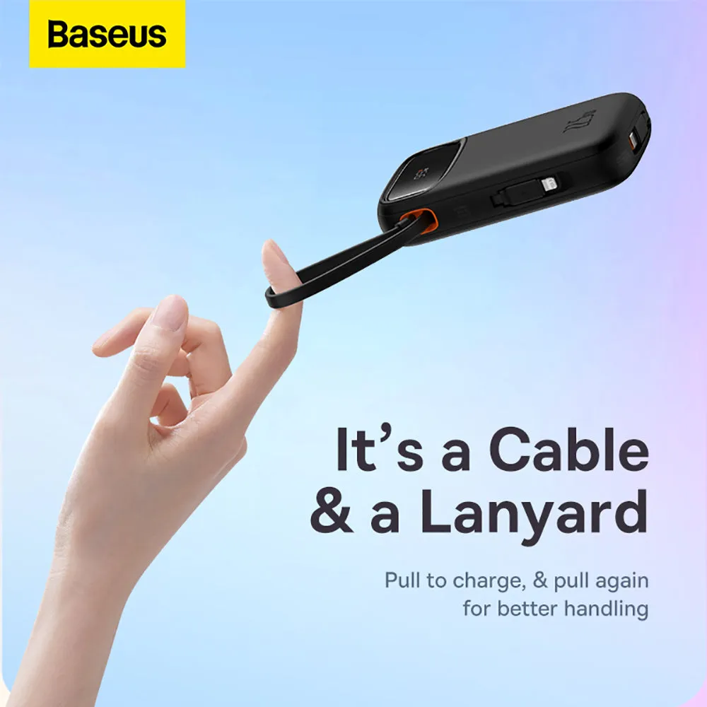 Baseus Qpow2 Dual-Cable Digital Display Fast Charge Power Bank 10000mAh 22.5W - Starry Black