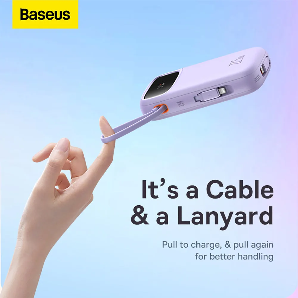 Baseus Qpow2 Dual-Cable Digital Display Fast Charge Power Bank 20000mAh 22.5W - Nebula Purple
