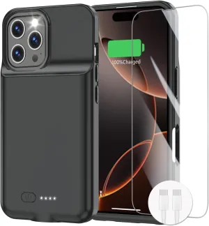 Battery Case for iPhone 16 Pro, 15W Fast Charging Case Charger 8500mAh Ultra-Slim Lightweight Powerful Battery Pack Rechargeable Anti-Fall TPU Juice Box for iPhone 16 Pro Charging Case(6.3") Black