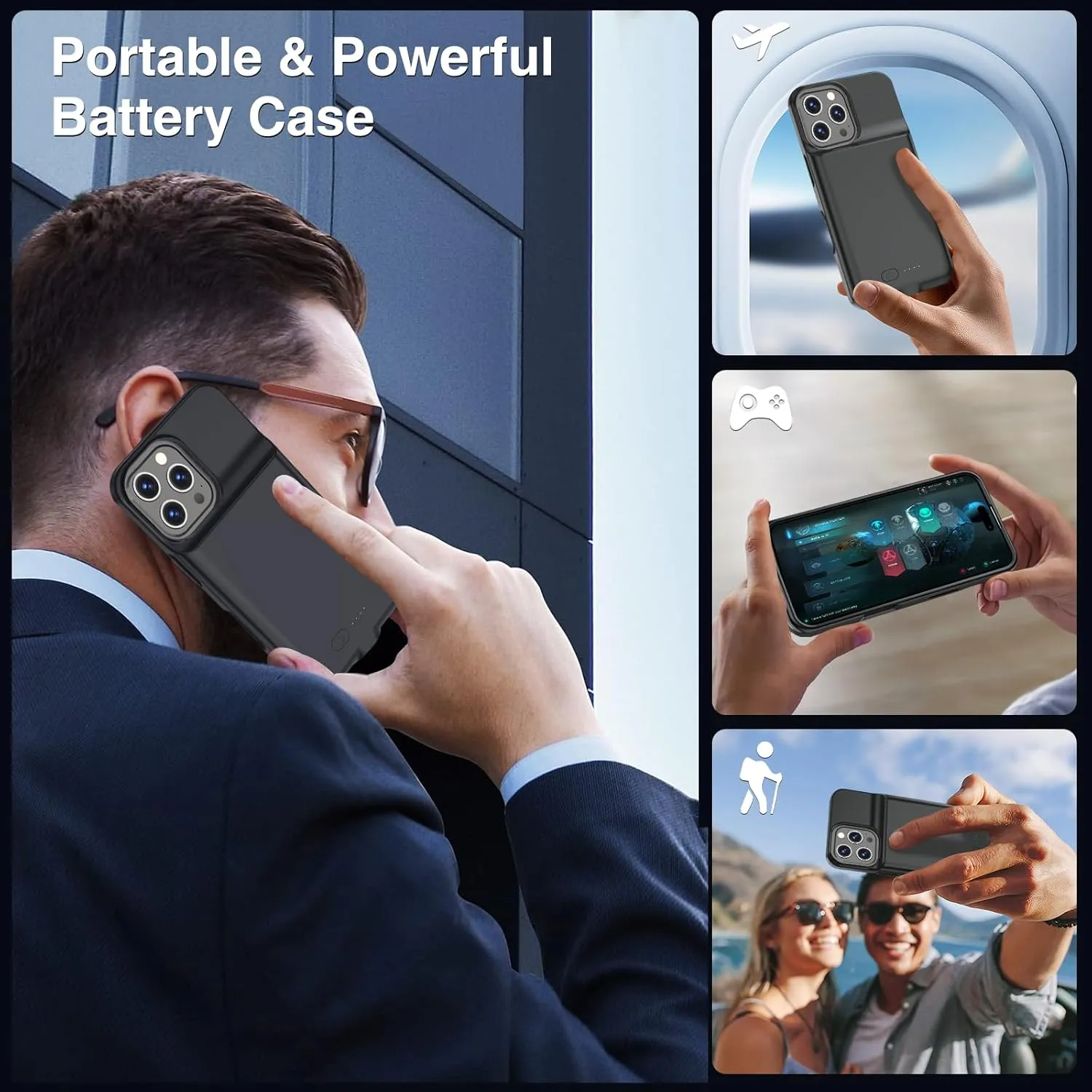 Battery Case for iPhone 16 Pro, 15W Fast Charging Case Charger 8500mAh Ultra-Slim Lightweight Powerful Battery Pack Rechargeable Anti-Fall TPU Juice Box for iPhone 16 Pro Charging Case(6.3") Black