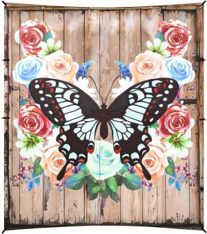 Beach Canopy Tent Outdoor Patio Shade Cute for Adults Camping Sun Shelter Custom with Poles Sand Anchor Canopies 9.2 × 10.5 FT Butterfly Wooden Floral