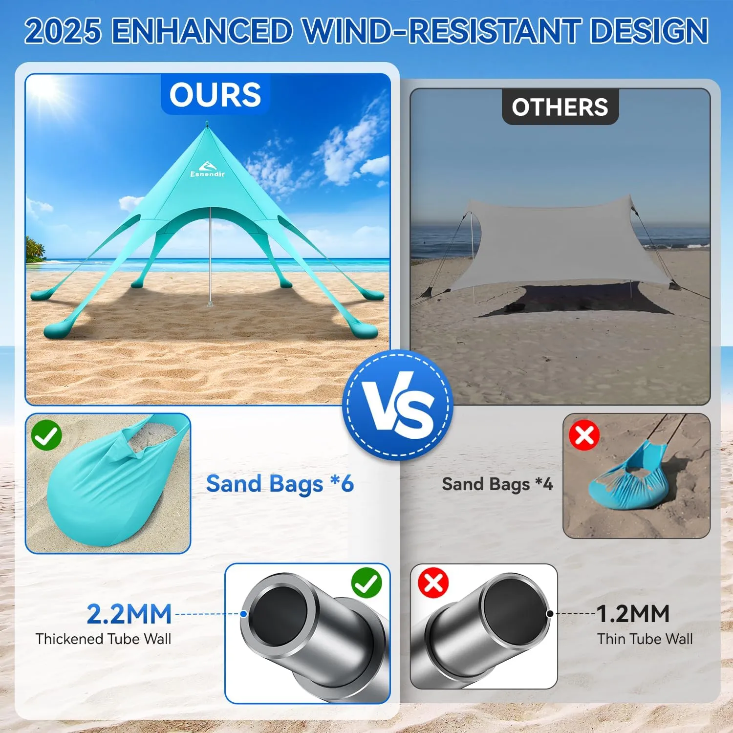 Beach Tent Sun Shelter & Portable Beach Canopy UPF 80  UV Protection, Beach Shade Canopy with 6 Sandbags, Sand Shovel Ground Pegs for Outdoor Camping, Picnics (12x12ft, Turquoise)