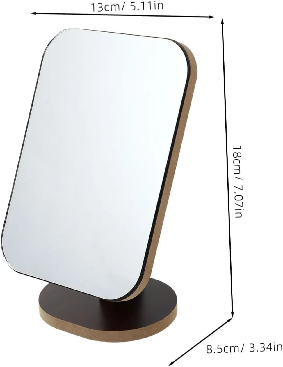 Beaupretty 1PC Fashionable Wooden Makeup Mirror Rotatable Cosmetic Mirror for Easy Viewing Desktop Durable Design with Reflection for Makeup Application and Daily Use