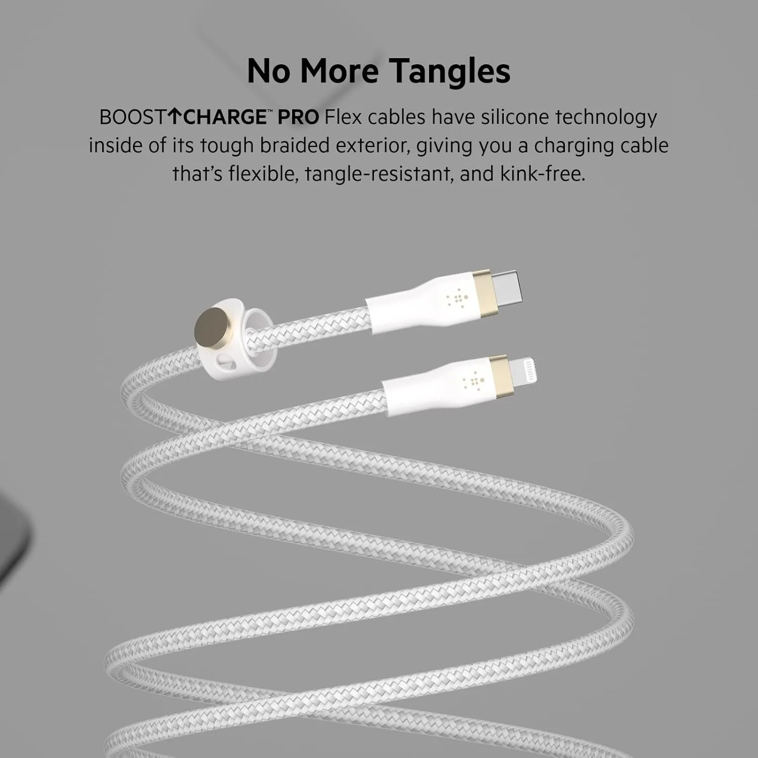 Belkin BoostCharge Pro Flex Braided USB Type C to Lightning Cable (2M/6.6ft), MFi Certified 20W Fast Charging PD Power Delivery for iPhone 14, iPhone 13, 12, 11, Pro, Max, Mini, SE, iPad - White