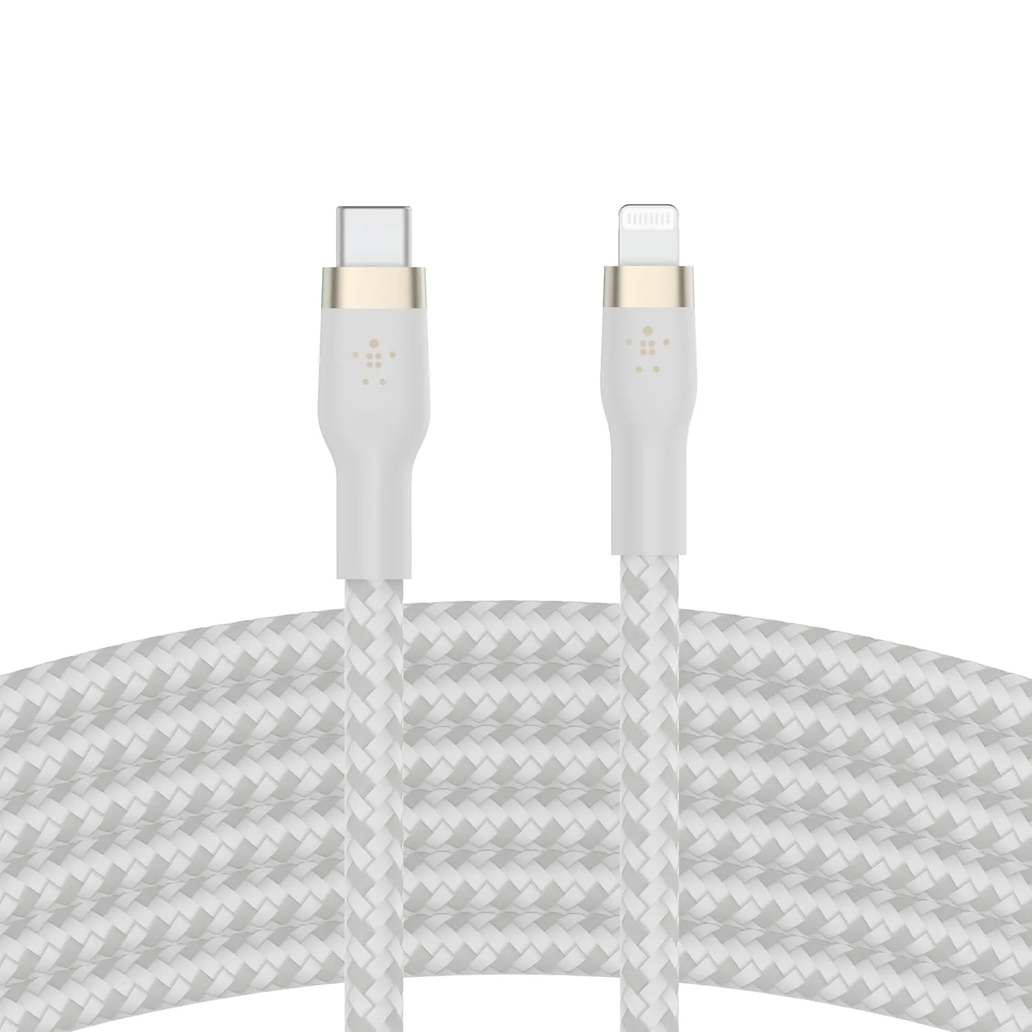 Belkin BoostCharge Pro Flex Braided USB Type C to Lightning Cable (2M/6.6ft), MFi Certified 20W Fast Charging PD Power Delivery for iPhone 14, iPhone 13, 12, 11, Pro, Max, Mini, SE, iPad - White