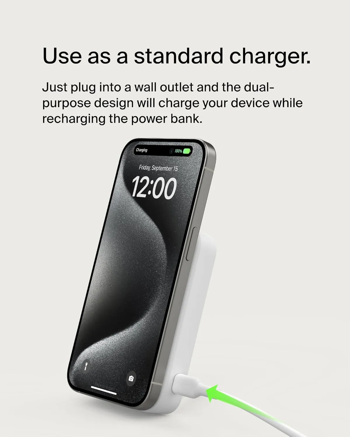 Belkin Portable Charger, Power Bank 10,000mAh w/ Qi2, Portable iPhone Charger - MagSafe Compatible w/Built-in Pop-up Kickstand for iPhone 16, 15, 14, 13, Plus, Pro, Pro Max, and More - White