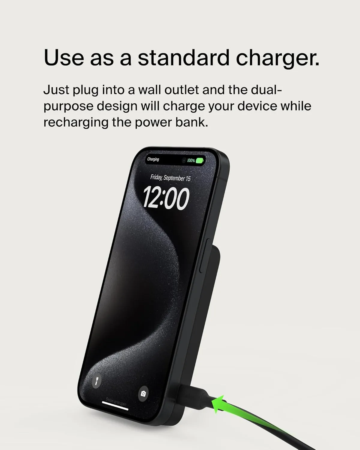 Belkin Portable Charger, Wireless Power Bank 5,000mAh w/ Qi2, MagSafe Compatible   Built-in Pop-up Kickstand - Compatible w/iPhone 16, 15, 14, Plus, Pro, Pro Max, and More - Black