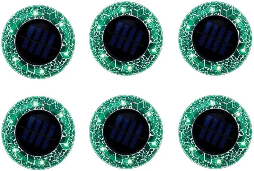 Bell and Howell Mosaic Solar Disk Lights 6-Pack - Forest Green, 732=735