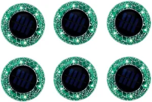 Bell and Howell Mosaic Solar Disk Lights 6-Pack - Forest Green, 732=735