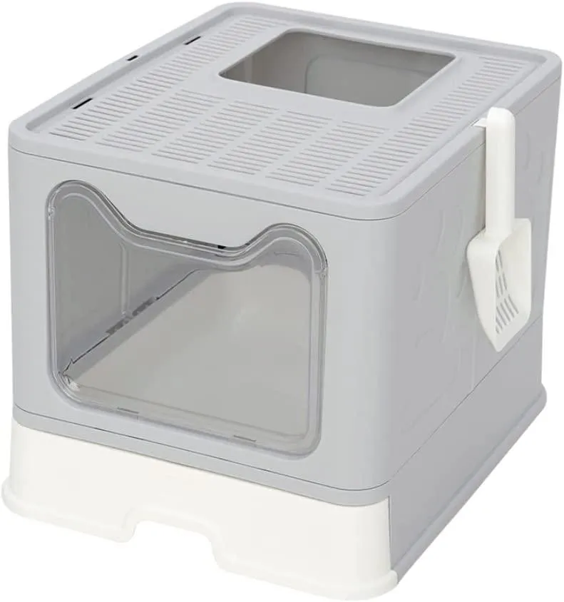 Belvie Pets® Enclosed Cat Litter Box with Free Scoop, Easy Assemble & Foldable, Suitable for Cat Large or Small