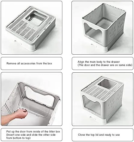 Belvie Pets® Enclosed Cat Litter Box with Free Scoop, Easy Assemble & Foldable, Suitable for Cat Large or Small