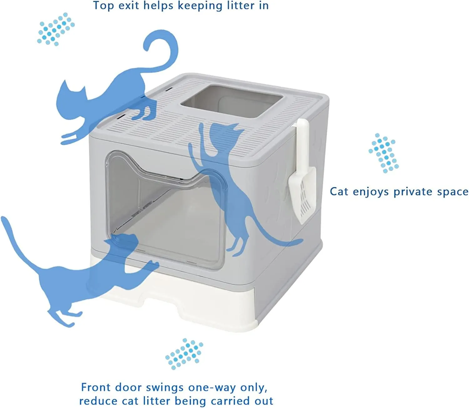 Belvie Pets® Enclosed Cat Litter Box with Free Scoop, Easy Assemble & Foldable, Suitable for Cat Large or Small