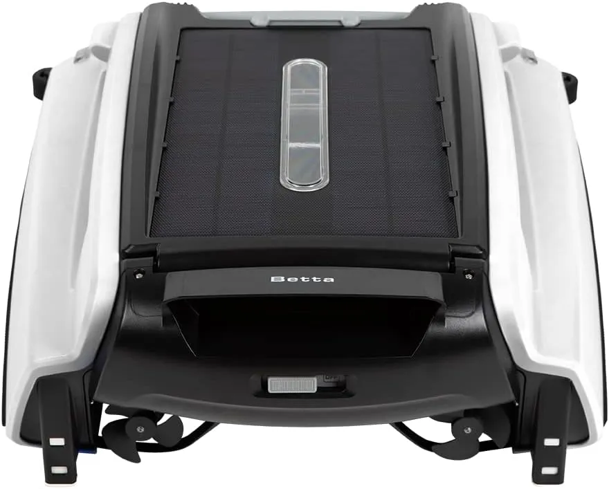 Betta SE Solar Powered Automatic Robotic Pool Surface Skimmer Cleaner with 24/7 Continuous Cleaning Battery Power and Re-Engineered Twin Salt Chlorine Tolerant Motors (White)