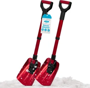 BIRDROCK HOME Folding Emergency Snow Shovel - Compact Tool for Winter Survival, Car, Snowmobiles, ATV - Lightweight Collapsible Gear for Skiing, Camping, Mud, Avalanche, Sand, Adventure - 34”, 2 Pack