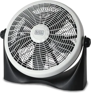 BLACK DECKER High Velocity Floor Fan, 15.6" Diameter Freestanding Fan, 5 Plastic Blades, 3-Speeds, 90-Degree Tilt Adjustment, For Use In Bedroom, Home or Office, 5.5 lbs., Gray/Black, BFF16B