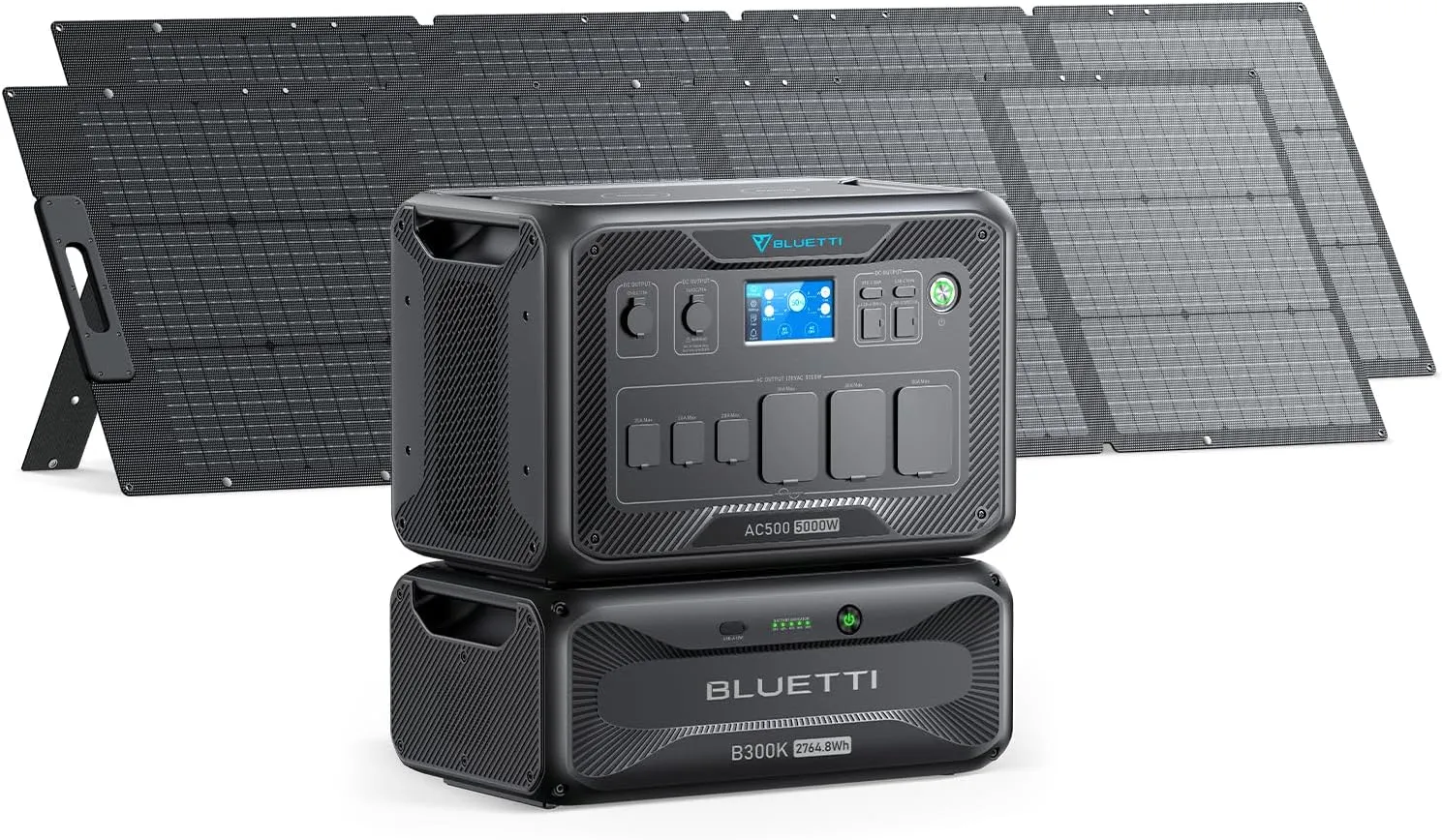 BLUETTI Solar Generator AC500 & B300K Expansion Battery with 2 200W Solar Panels Included (Ships Separately), 2,764.8Wh Portable Power Station w/ 6 5,000W AC Outlets, LFP Power for Home Use