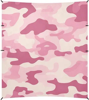 Blush Pink Foldable Beach Canopy UPF50  Waterproof Outdoor Sun Shade with Sandbags, Sand Shovel, Poles for Camping, Picnics, Backyard