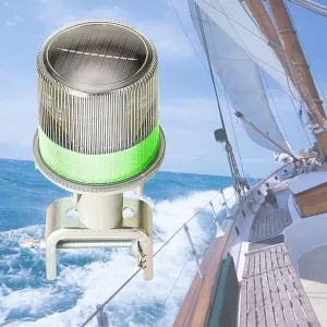 Boat Navigation Lights, Solar Power Beacon Light with Detachable Stand, Multiple Colors and Model, IP65 Waterproof Design for Ship, Roads, Waterways, Construction Sites (Color : Green)