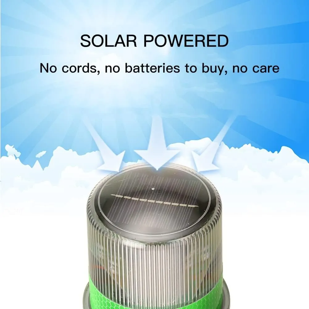 Boat Navigation Lights, Solar Power Beacon Light with Detachable Stand, Multiple Colors and Model, IP65 Waterproof Design for Ship, Roads, Waterways, Construction Sites (Color : Green)
