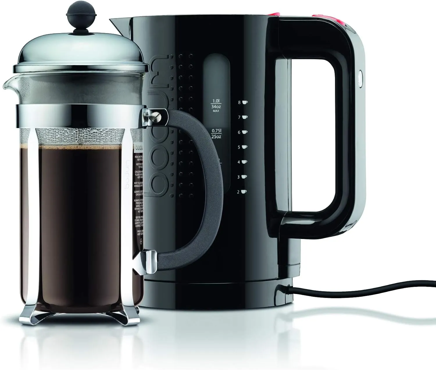 Bodum 34oz Bistro Electric Water Kettle For Coffee & Tea, BPA-Free Plastic, Rapid-Boil, Auto Shut-Off, Black