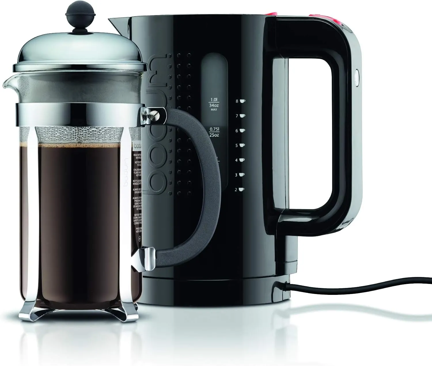 Bodum 34oz Bistro Electric Water Kettle For Coffee & Tea, BPA-Free Plastic, Rapid-Boil, Auto Shut-Off, Black