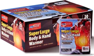 Body & Hand Warmer Super Large Size 20Pack - Up to 16 Hours, Long Lasting Heat, Non-Adhesive, Air-Activated Pocket Heater, Outdoor Sports, Camping, Winter Commutes, Made in Korea-TSA Compliant